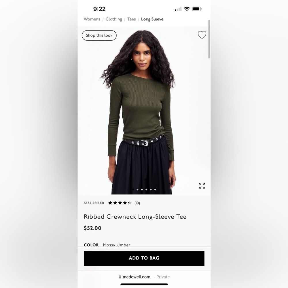 Madewell Ribbed Crew Neck Long Sleeve Tee